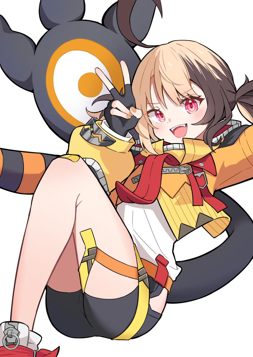 1girl, absurdres, ahoge, bakedmonogamy, belt, bike_shorts, black_gloves, black_shorts