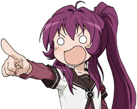 1girl, ahoge, bad_source, black_sailor_collar, commentary_request, hair_between_eyes, hair_intakes, index_finger_raised