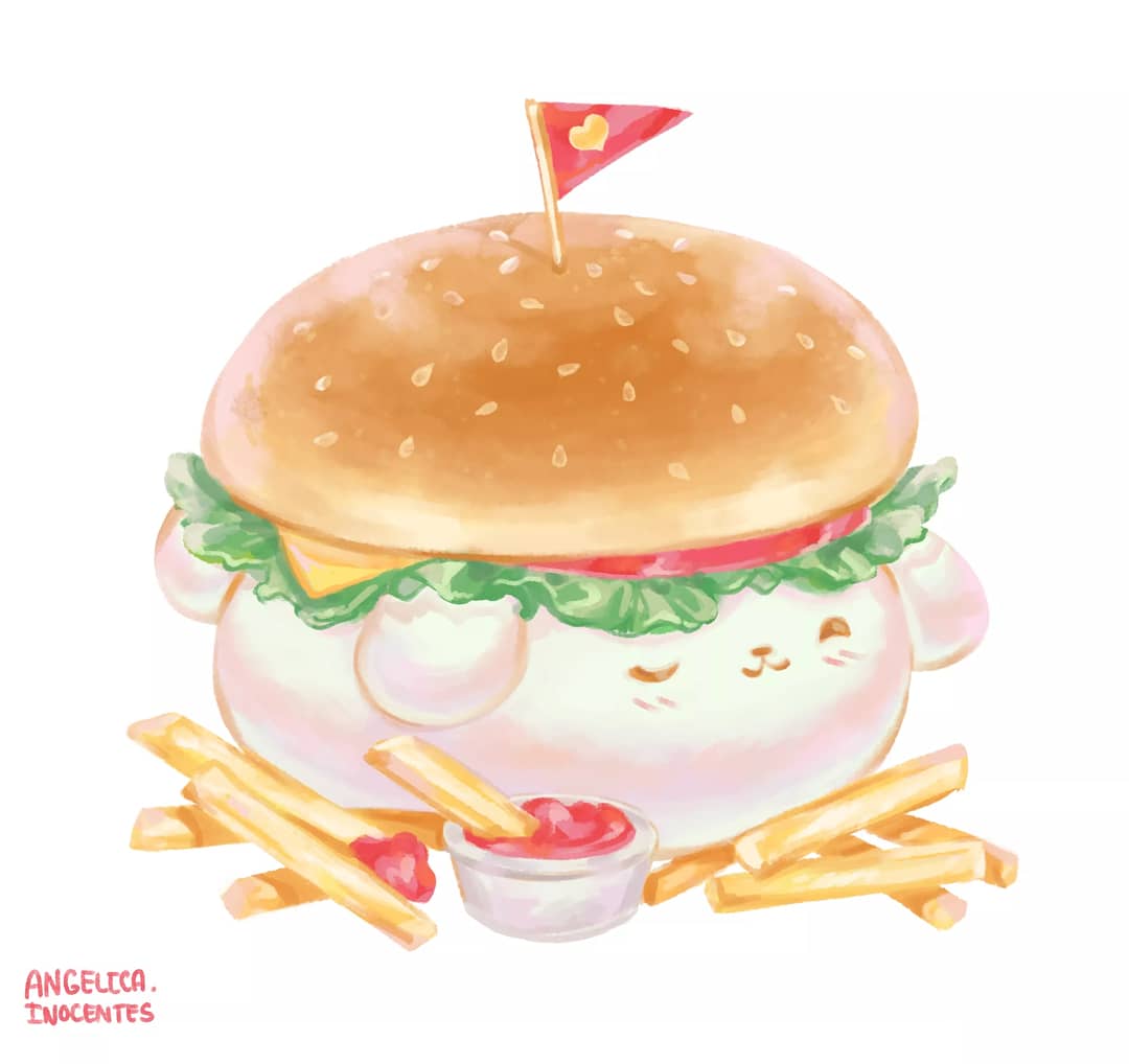 :3, animal, animal_focus, artsyinnocence, blush, bun_(food), bun_bunny_(omori), cheese