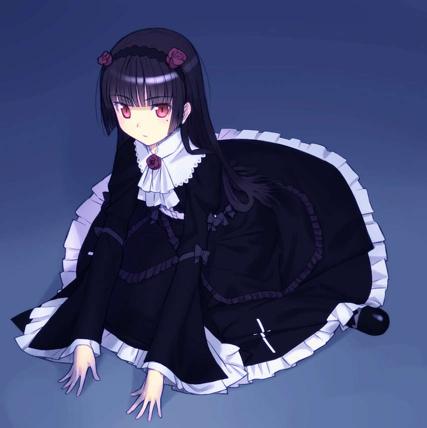 1girl, dress, flower, gokou_ruri, gothic_lolita, lolita_fashion, long_hair, ore_no_imouto_ga_konna_ni_kawaii_wake_ga_nai