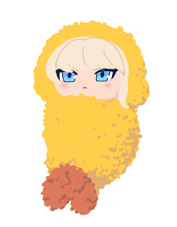 1girl, blue_archive, blue_eyes, blush, brown_hair, chibi, closed_mouth, food