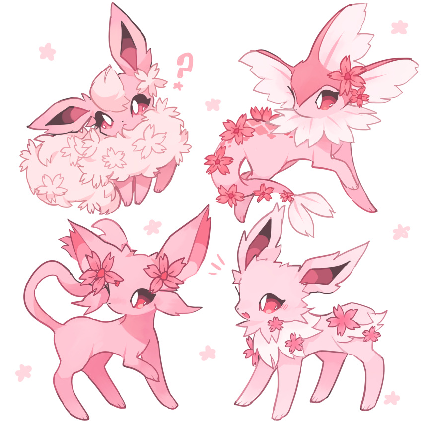 :<, ?, alternate_color, alternate_element, charamells, cherry_blossoms, closed_mouth, colored_sclera