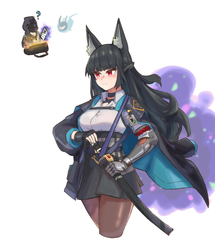 1girl, 1other, ?, absurdres, animal_ear_fluff, animal_ears, arknights, astrograph21