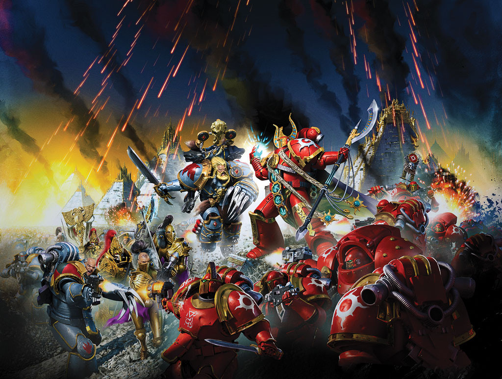 6+boys, adeptus_astartes, adeptus_custodes, ahzek_ahriman, aquila_(symbol), armor, artofneilroberts, battle