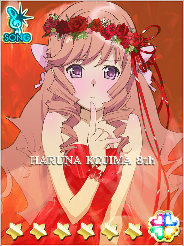 1girl, akb0048, blush, bow, card_(medium), character_name, closed_mouth, cowboy_shot