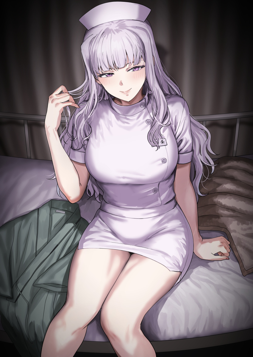 1girl, blush, breasts, grey_hair, hat, highres, idolmaster, idolmaster_(classic)