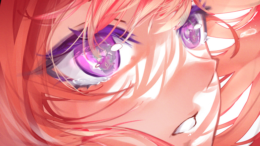 2girls, close-up, commentary, english_commentary, eye_reflection, floating_hair, highres, honkai_(series)