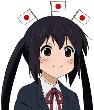 1girl, bad_source, black_hair, black_jacket, brown_eyes, closed_mouth, collared_shirt, flag