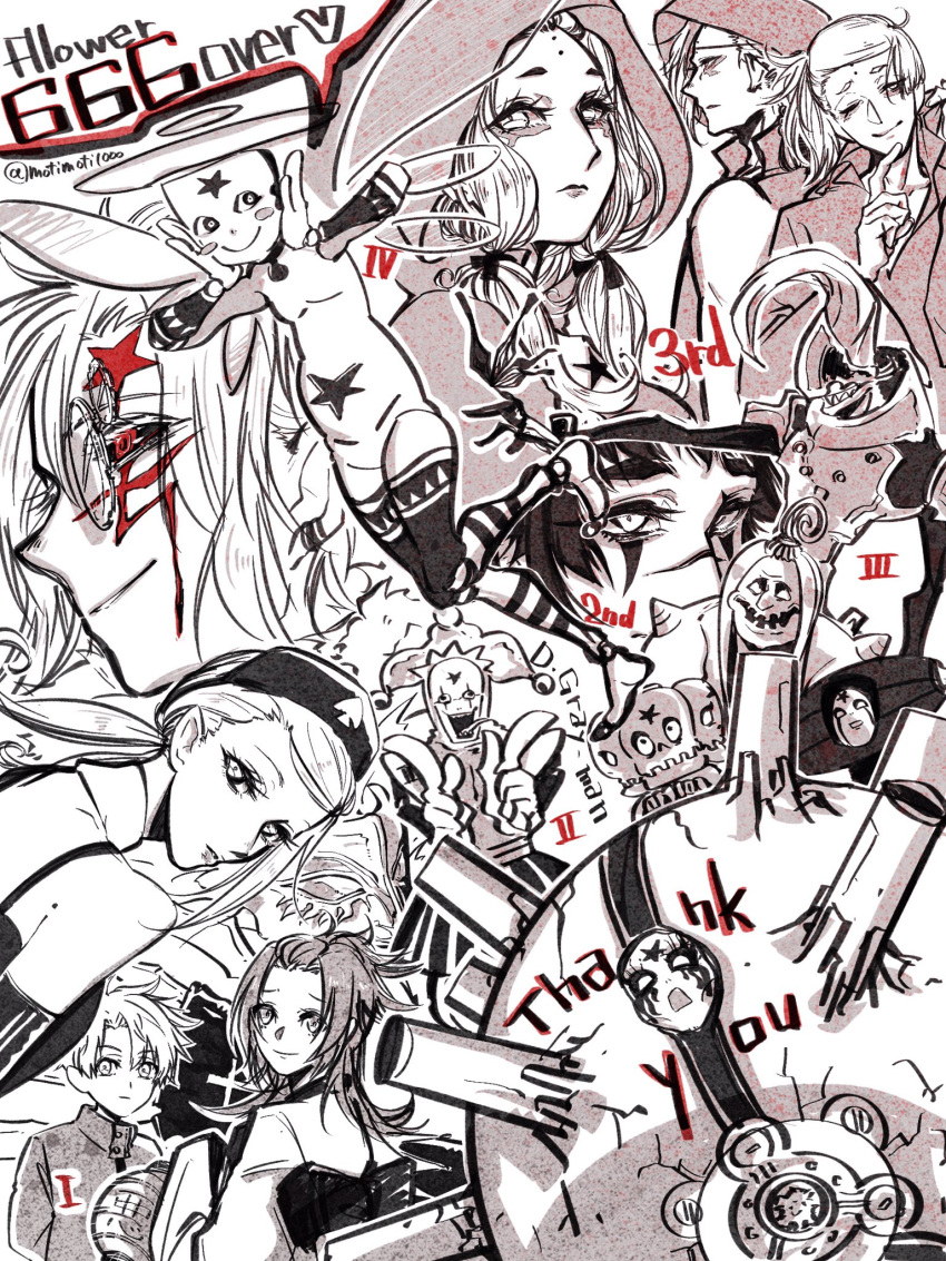 3girls, 5boys, akuma_(d.gray-man), allen_walker, alma_karma, black_headdress, black_tank_top, chomesuke