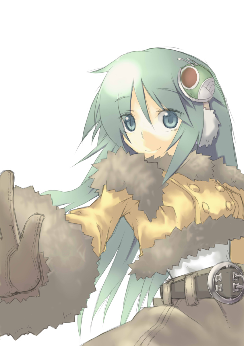 absurdres, belt, casual, gloves, green_hair, hair_ornament, highres, jacket