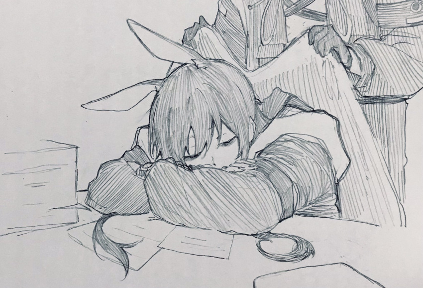 1boy, 1girl, amiya_(arknights), animal_ear_fluff, animal_ears, arknights, armband, blanket