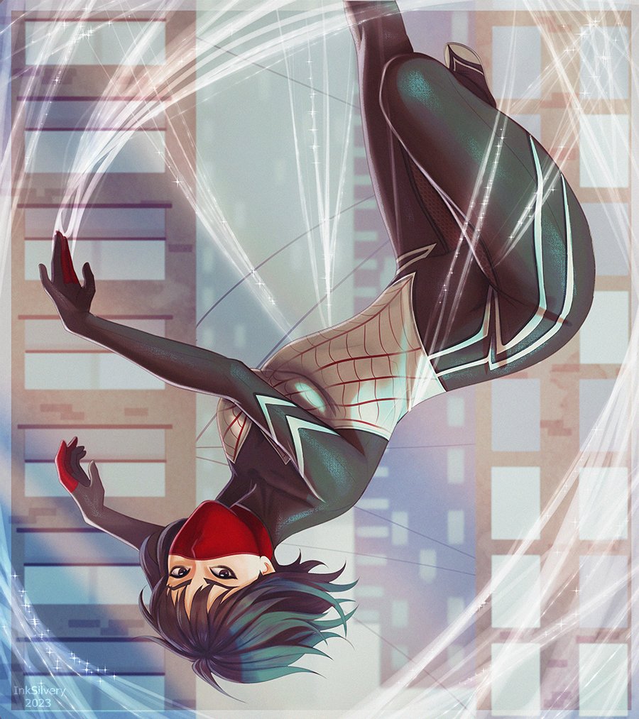 1girl, black_bodysuit, black_hair, bodysuit, brown_eyes, building, cindy_moon, inksilvery