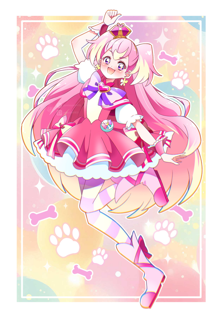 1girl, absurdres, blush, boots, bow, bowtie, brooch, commentary