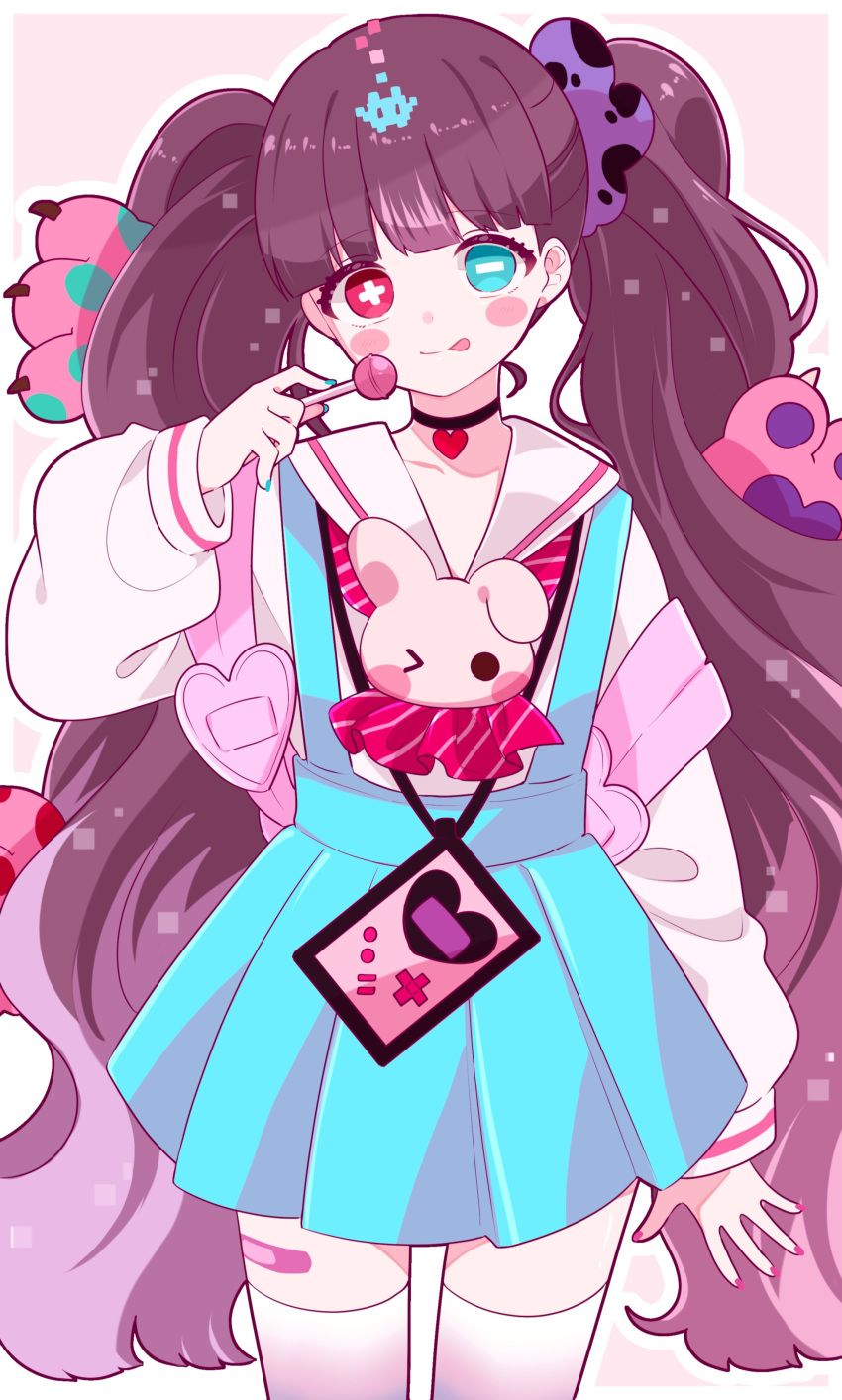 +_-, absurdres, aqua_skirt, black_hair, hair_ornament, highres, long_hair, magical_girl