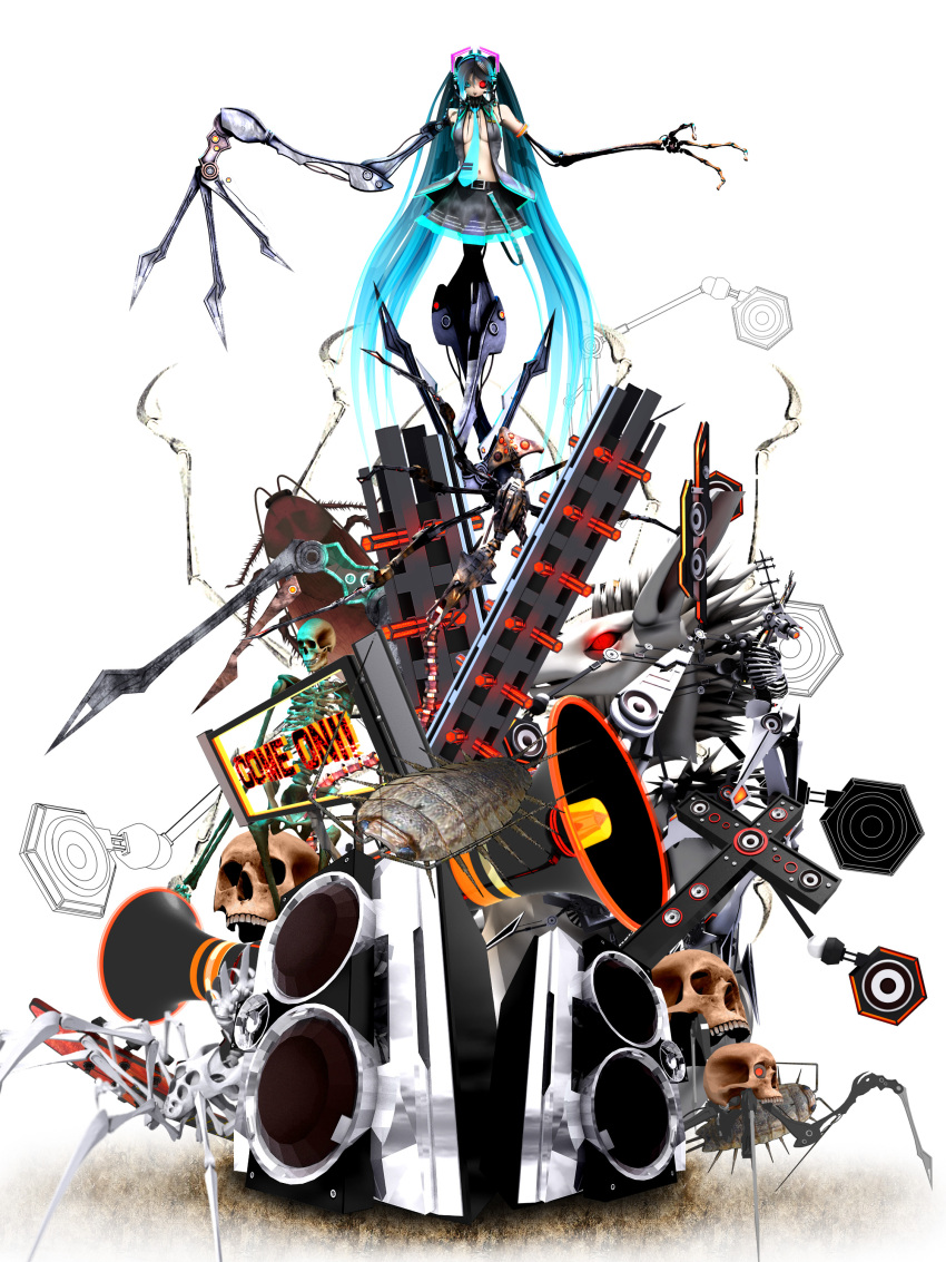 3d, breasts, calne_ca, chibi_cal_(maeda_koutarou), claws, cleavage, cockroach, cosplay