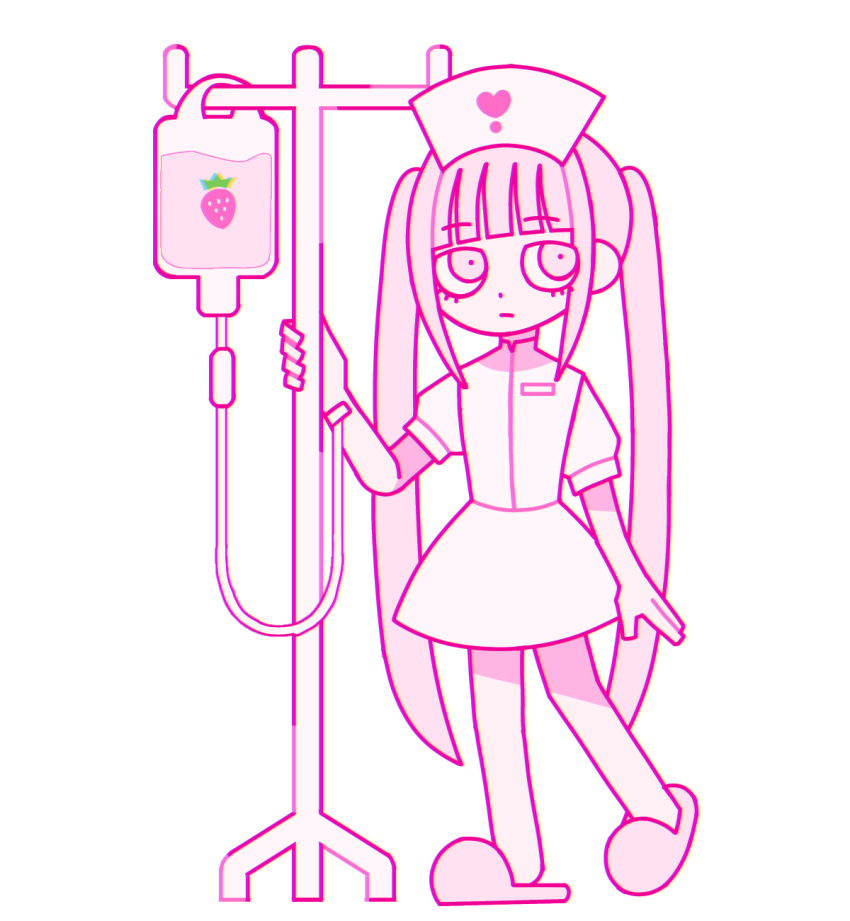 1girl, blood, blood_bag, blunt_bangs, closed_mouth, dot_nose, expressionless, genmai_chaban