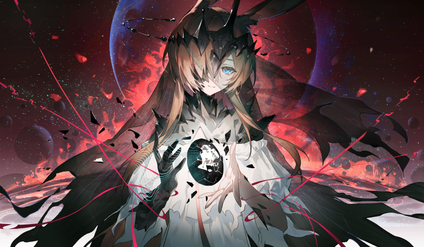 absurdres, amiya_(arknights), amiya_(demon_king)_(arknights), animal_ears, arknights, blue_eyes, brown_hair, chinese_commentary