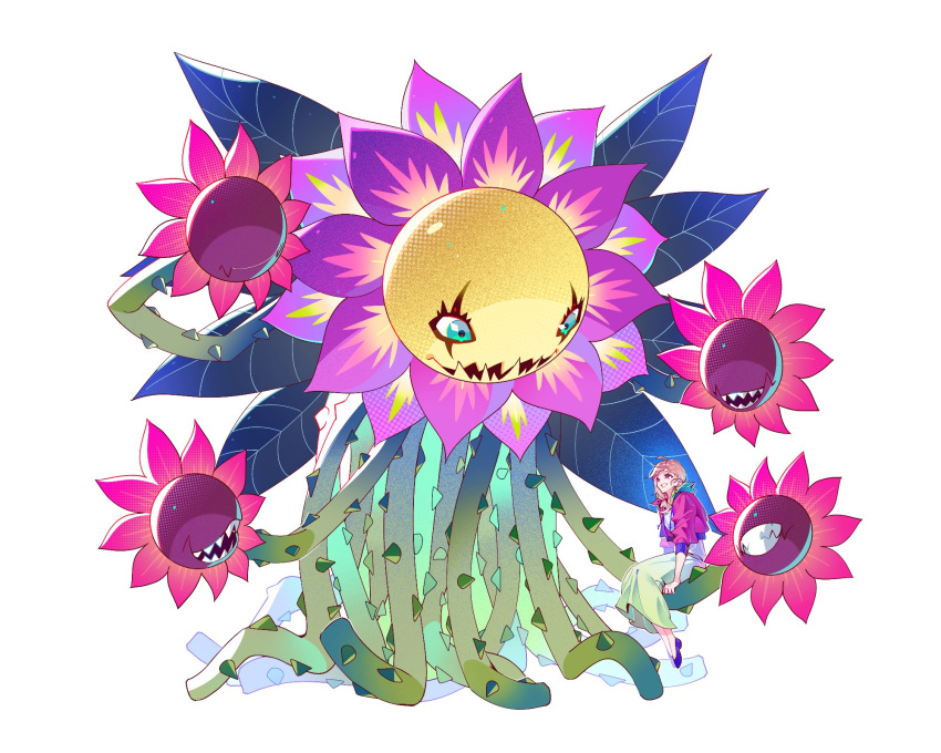 akrud885, blonde_hair, blossomon, blue_eyes, digimon, digimon_(creature), digimon_survive, flower