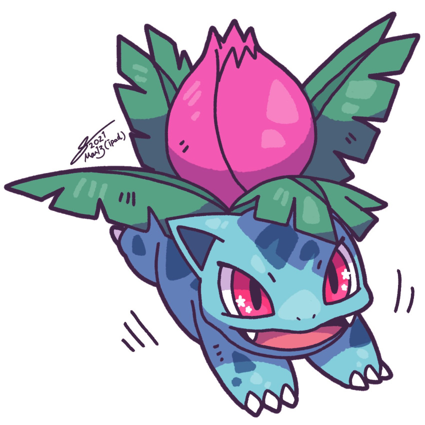 animal_focus, claws, commentary_request, fangs, full_body, highres, ivysaur, looking_ahead