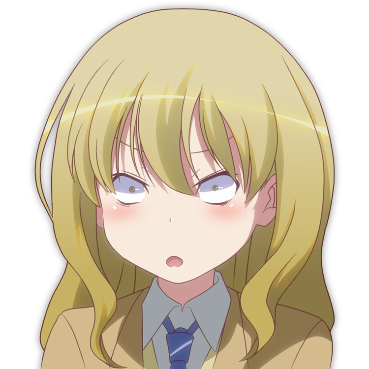 1girl, blonde_hair, blue_necktie, brown_jacket, cardigan, close-up, collared_shirt, diagonal-striped_clothes, diagonal-striped_necktie, jacket, long_hair, necktie, open_mouth, portrait, saki_(manga), school_uniform, shiraitodai_school_uniform, shirt, simple_background, solo, striped_clothes, transparent_background, watanabe_rune, white_shirt, winter_uniform, yellow_cardigan