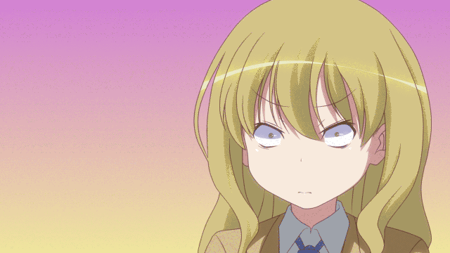 2girls, animated, animated_gif, blue_necktie, brown_hair, brown_jacket, collared_shirt, gradient_background