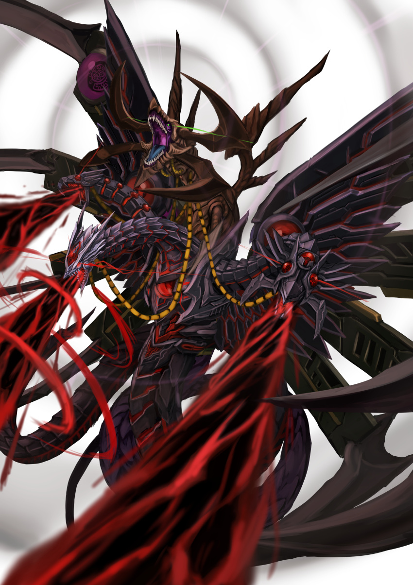 absurdres, alternate_color, corruption, cyberdark_end_dragon, duel_monster, energy_beam, highres, mecha_focus