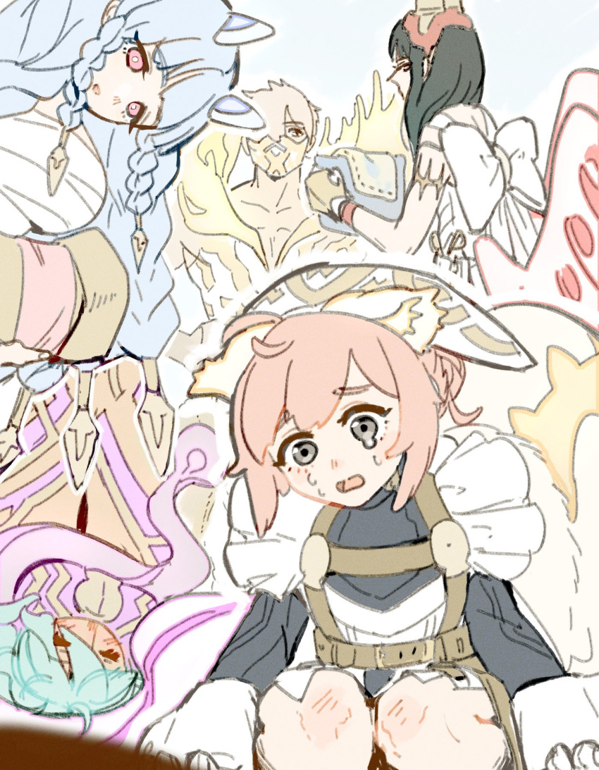 1boy, 4girls, animal_ears, commentary_request, crying, eikthyrnir_(fire_emblem), fire_emblem, fire_emblem_heroes