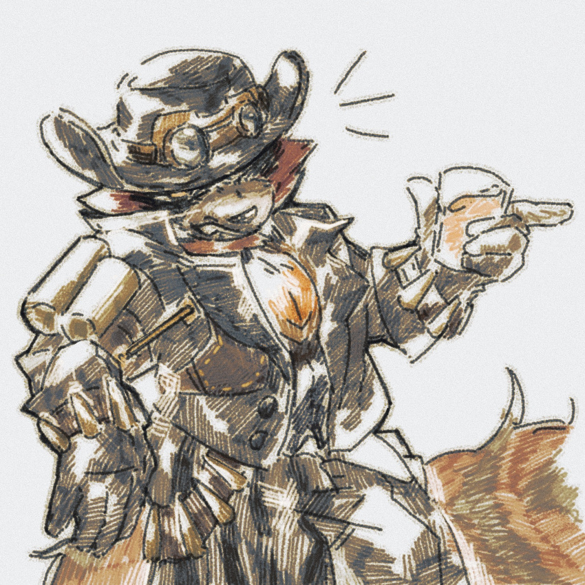 1boy, brown_gloves, cowboy_hat, cup, furry, furry_male, gloves, goggles, goggles_on_headwear, hashtag-only_commentary, hat, highres, holding, holding_cup, male_focus, marvel, marvel_rivals, notice_lines, raccoon_boy, raccoon_tail, rocket_raccoon, rocket_raccoon_(bounty_hunter)_(marvel_rivals), tail, white_background, wuya12373004