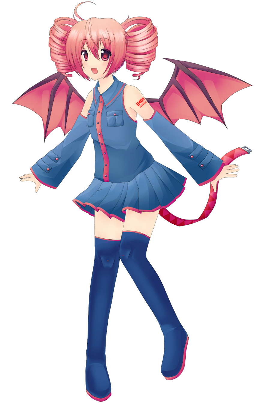 2000s_(style), absurdres, ahoge, arm_tattoo, chimera, collared_shirt, detached_sleeves, drill_hair