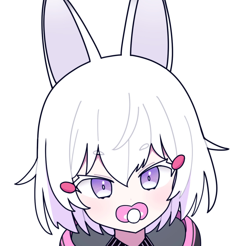1girl, animal_ears, cross_(vgne4542), fox_ears, highres, pacifier, phase_connect, short_hair