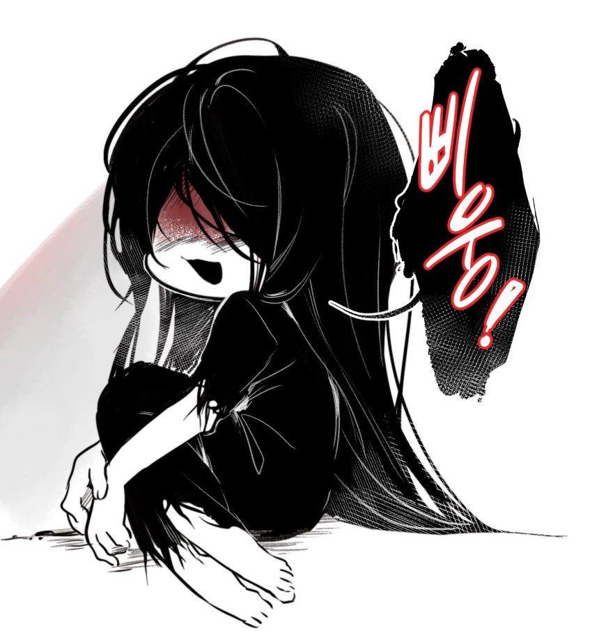 1boy, black_hair, black_kimono, blood, blood_on_face, chibi, full_body, highres