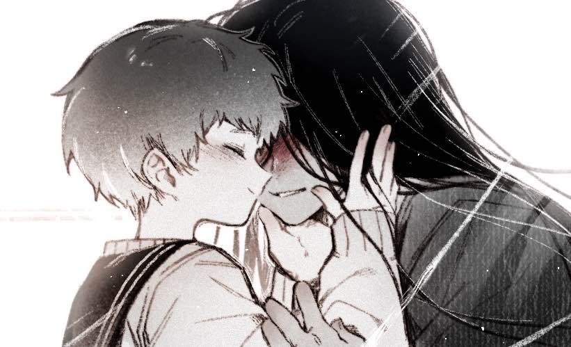 1boy, 1girl, black_hair, black_kimono, blood, blood_on_face, closed_eyes, commentary_request