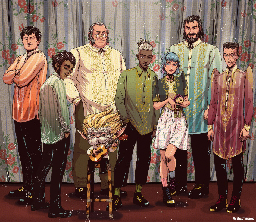 1girl, 6+boys, arcane:_league_of_legends, arcane_vi, artist_name, baro't_saya, barong_tagalog, bastinuod