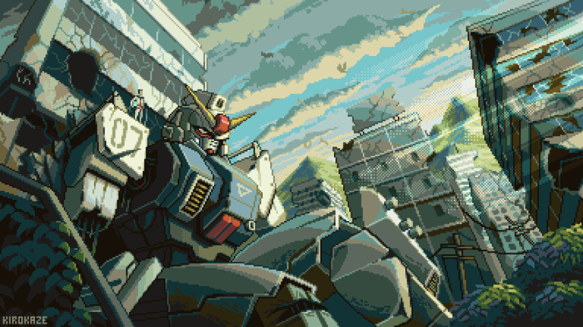 1boy, animated, animated_gif, artist_name, bird, bodysuit, building, bush