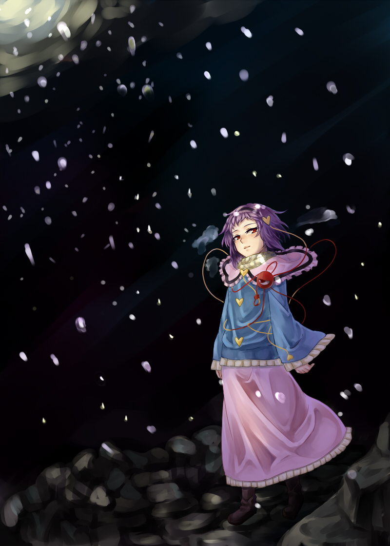 blouse, capelet, frills, hairband, heart, komeiji_satori, long_skirt, night
