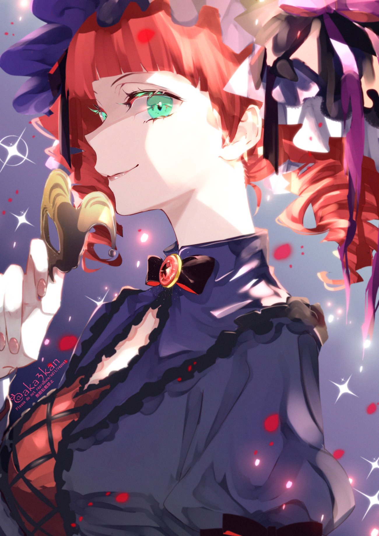 1girl, aka_mikan, blunt_bangs, bow, bungou_stray_dogs, closed_mouth, commentary_request, cross-laced_clothes