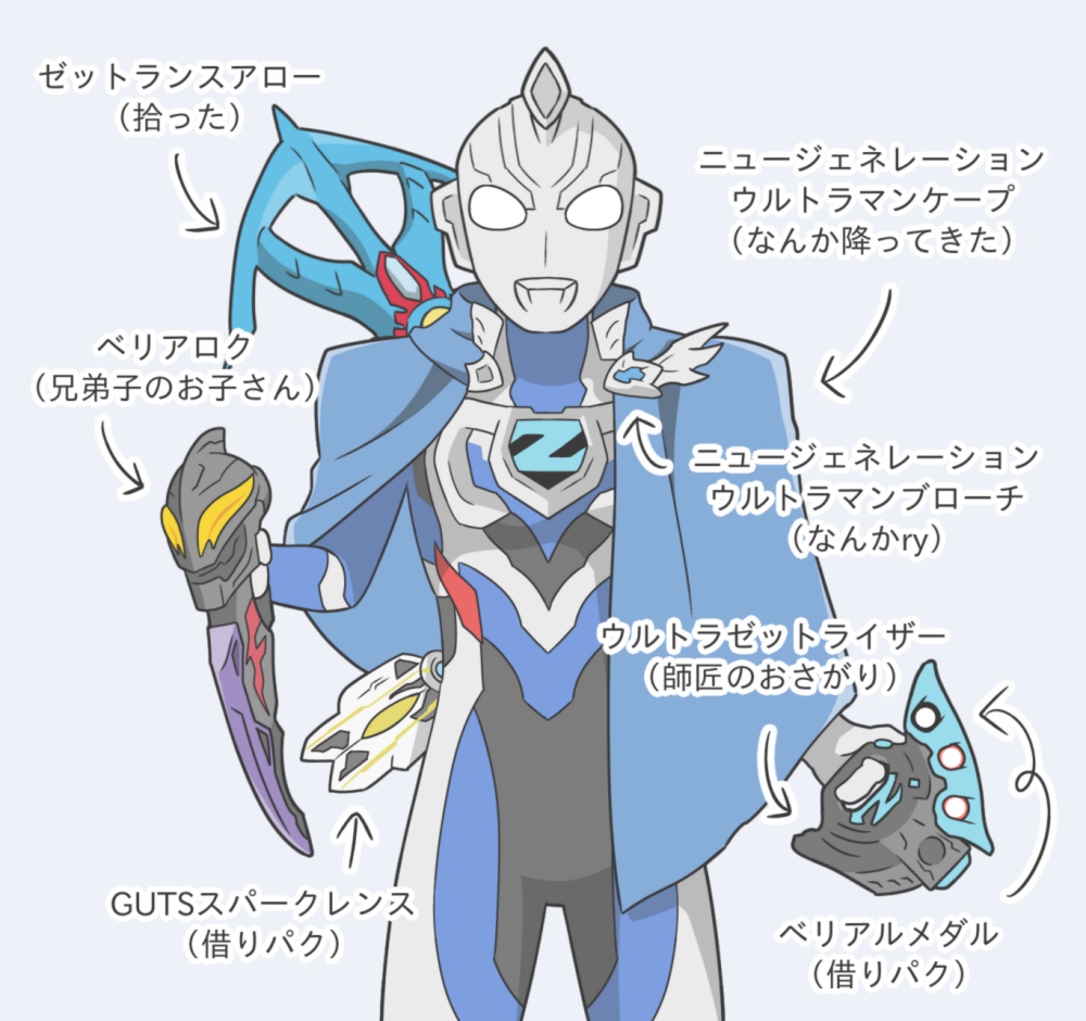 1boy, aiueo8371, beliarok, cape, capelet, color_timer, colored_skin, gun