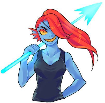1girl, 2016, 2d, anthro, armor, black_eyepatch, black_tank_top, blue_skin