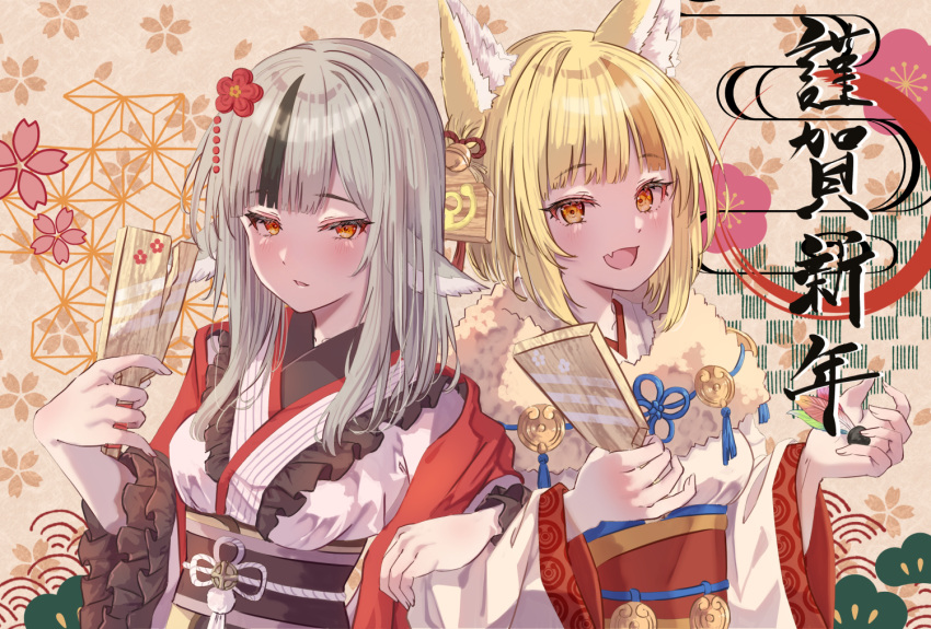 2girls, animal_ears, breasts, fang, fire_emblem, fire_emblem_fates, fire_emblem_heroes, fox_ears