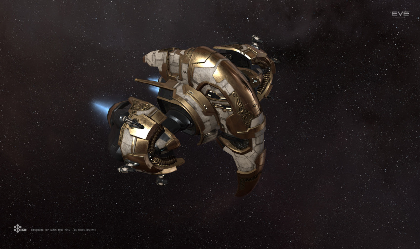 3d, amarr_empire_(eve_online), beam_cannon, cannon, commentary, company_logo, company_name, copyright_logo