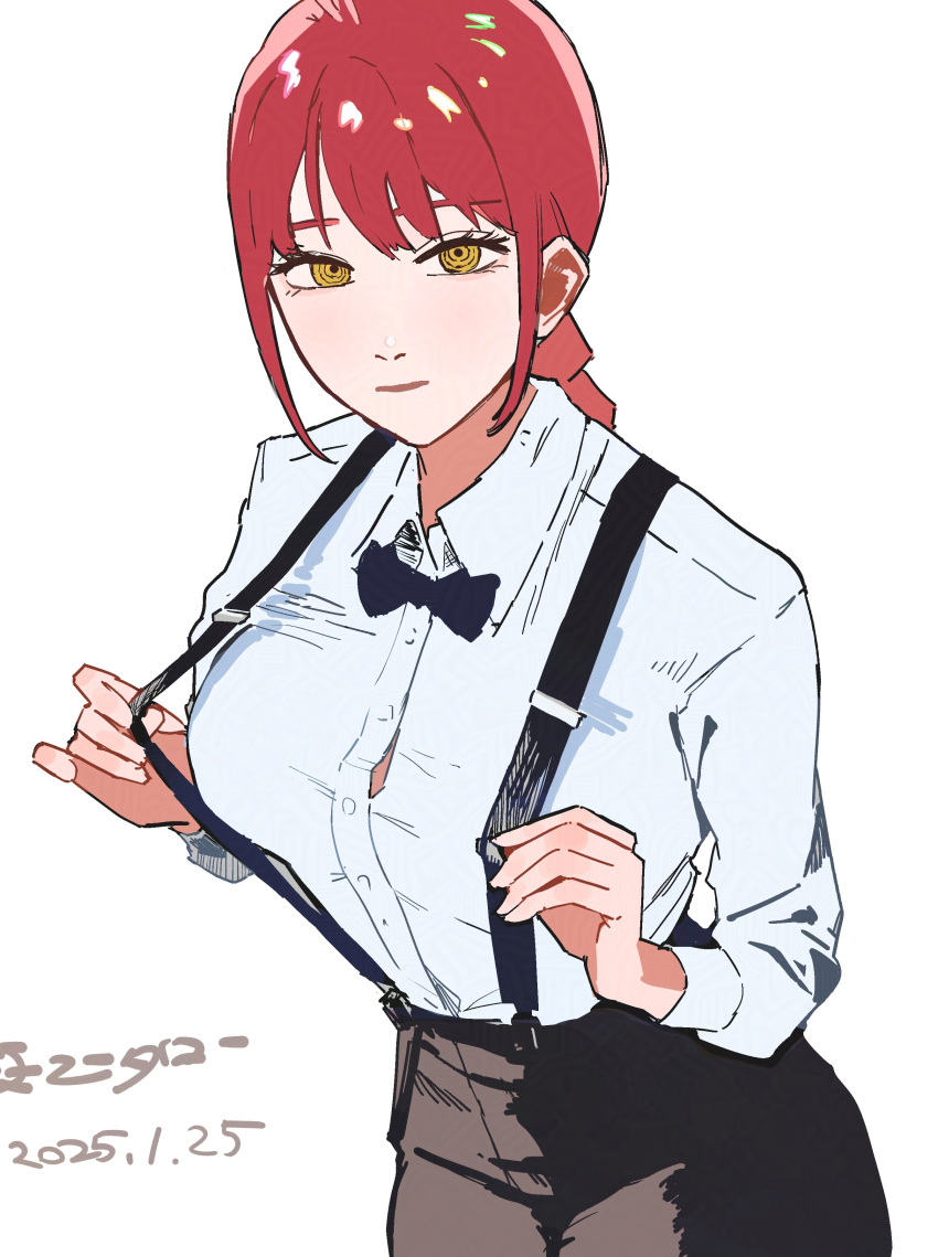 absurdres, bow, bowtie, button_gap, chainsaw_man, dress_pants, dress_shirt, highres