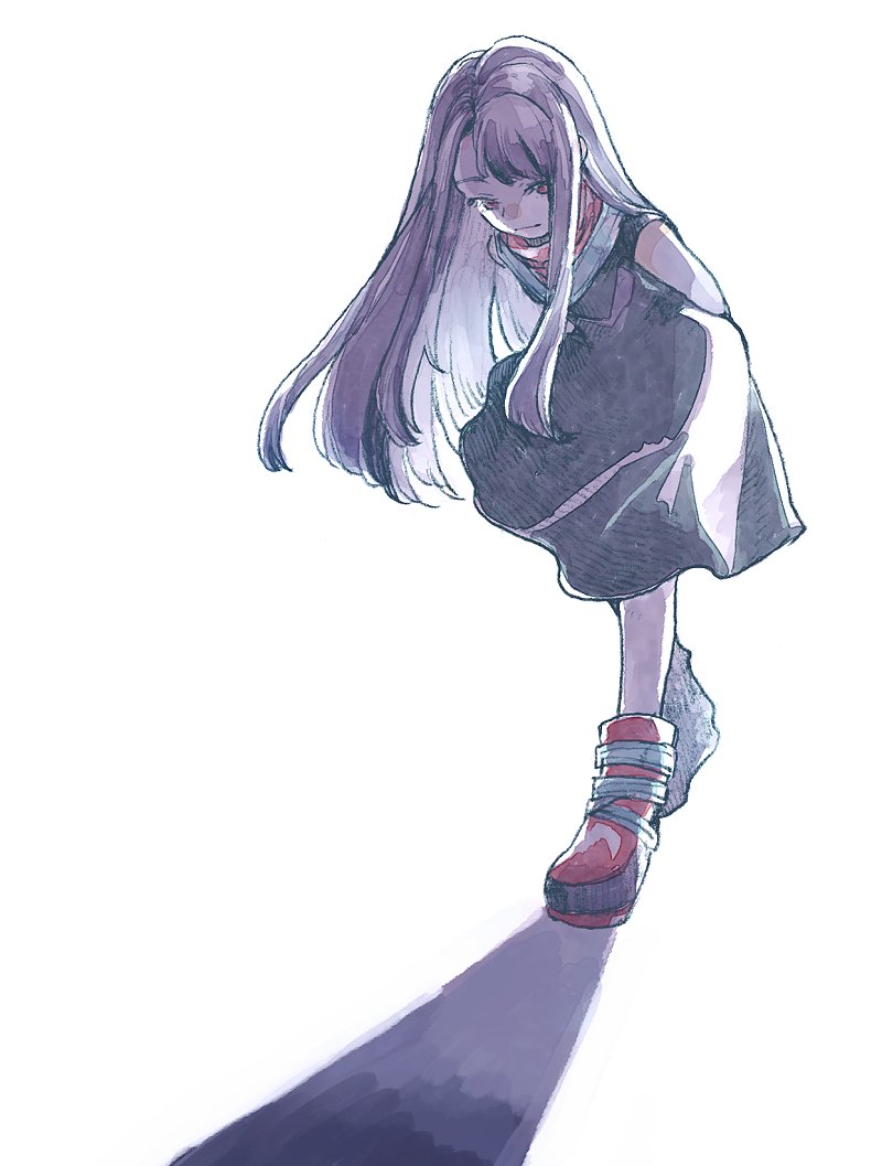1girl, bare_arms, beatrice_(wild_arms), black_dress, closed_mouth, commentary, dress, full_body