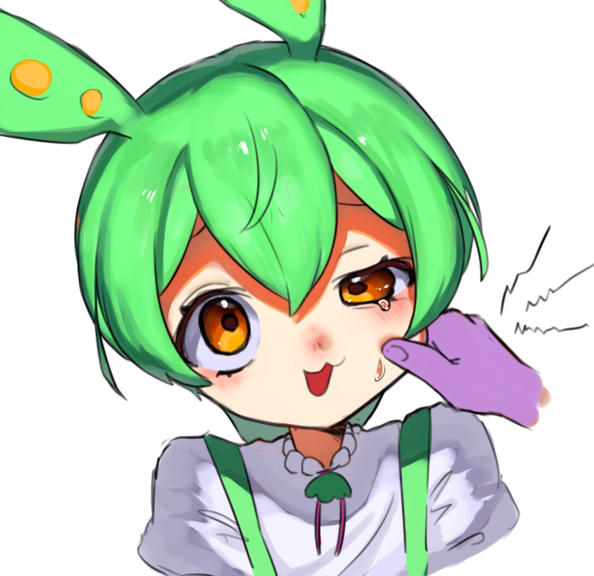 1girl, :3, blush, brooch, cheek_pinching, cropped_shoulders, crying, crying_with_eyes_open