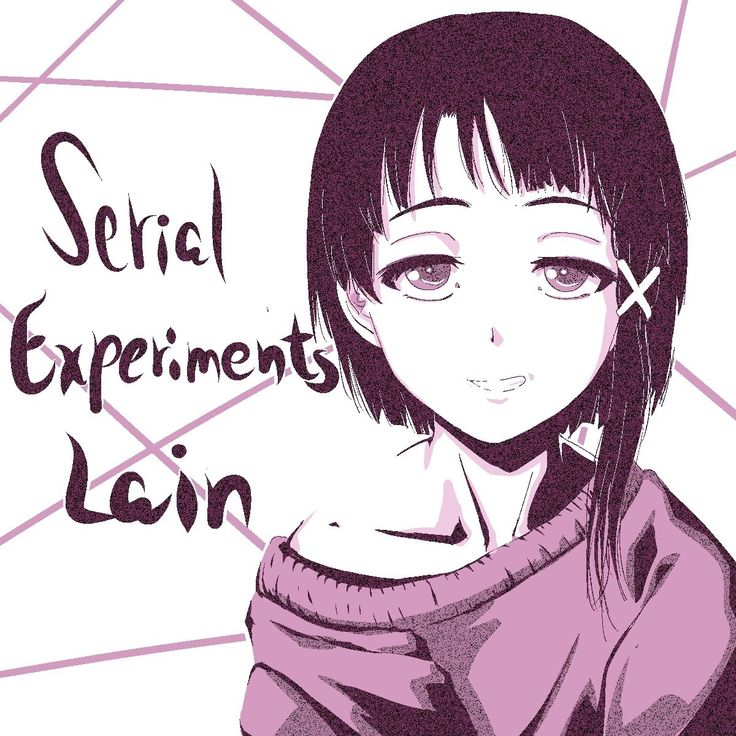 1girl, copyright_name, digital_witch, grin, hair_ornament, half-closed_eyes, iwakura_lain, monochrome, serial_experiments_lain, short_hair, single_sidelock, smile, solo, sweater, teeth, x_hair_ornament
