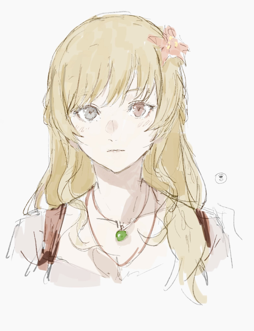 1girl, blonde_hair, blush, braid, closed_mouth, curtsey, dress, flower