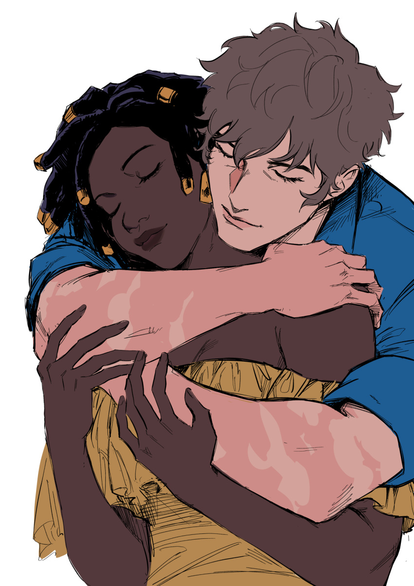 1boy, 1girl, annette_(castlevania), black_hair, blue_shirt, brown_hair, castlevania:_nocturne, castlevania_(series)