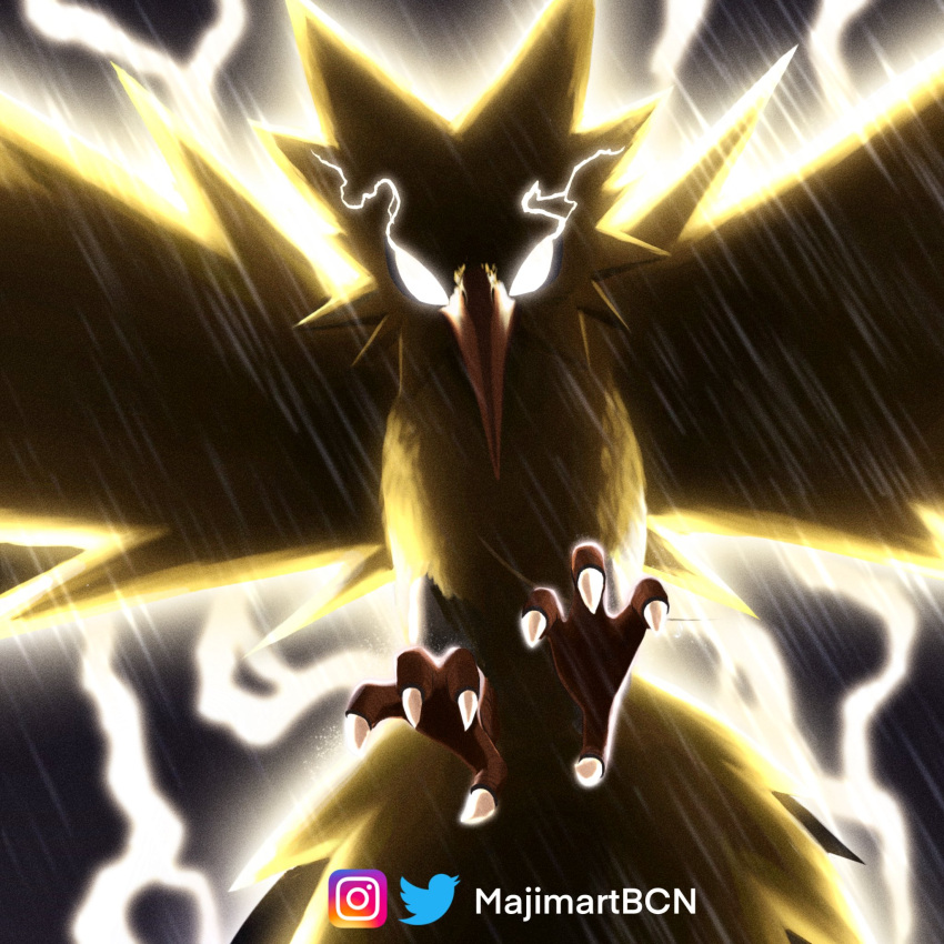 animal_focus, artist_name, backlighting, bird, black_sky, blank_eyes, claws, commentary_request