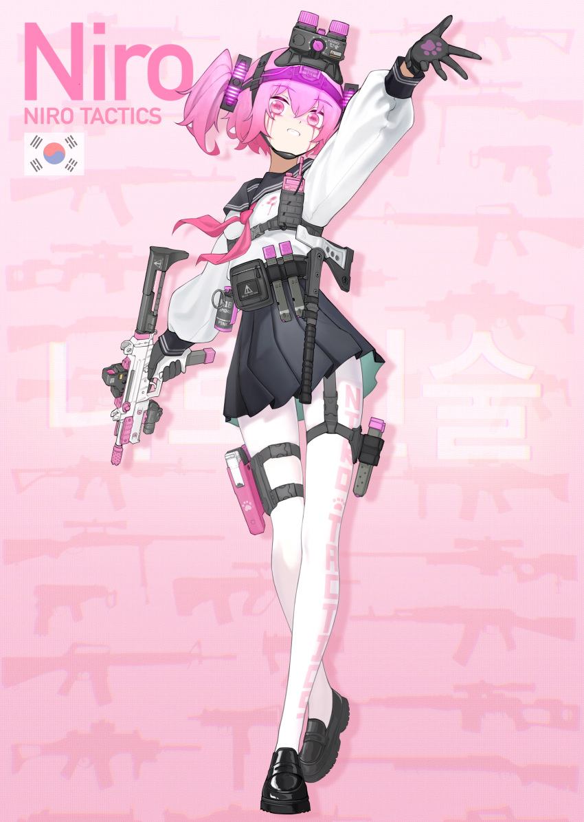 1girl, absurdres, breasts, explosive, full_body, gloves, grenade, gun