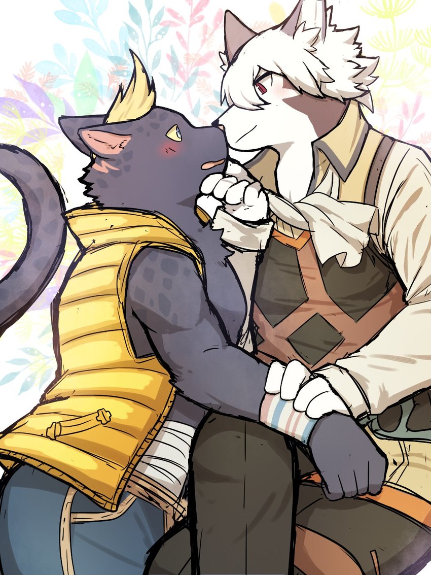 2boys, albert_(world_flipper), animal_ears, bad_id, bad_twitter_id, claw_(world_flipper), closed_mouth, furry