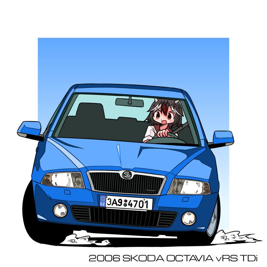 absurdres, black_hair, blue_car, car, commentary_request, commission, d:, driving